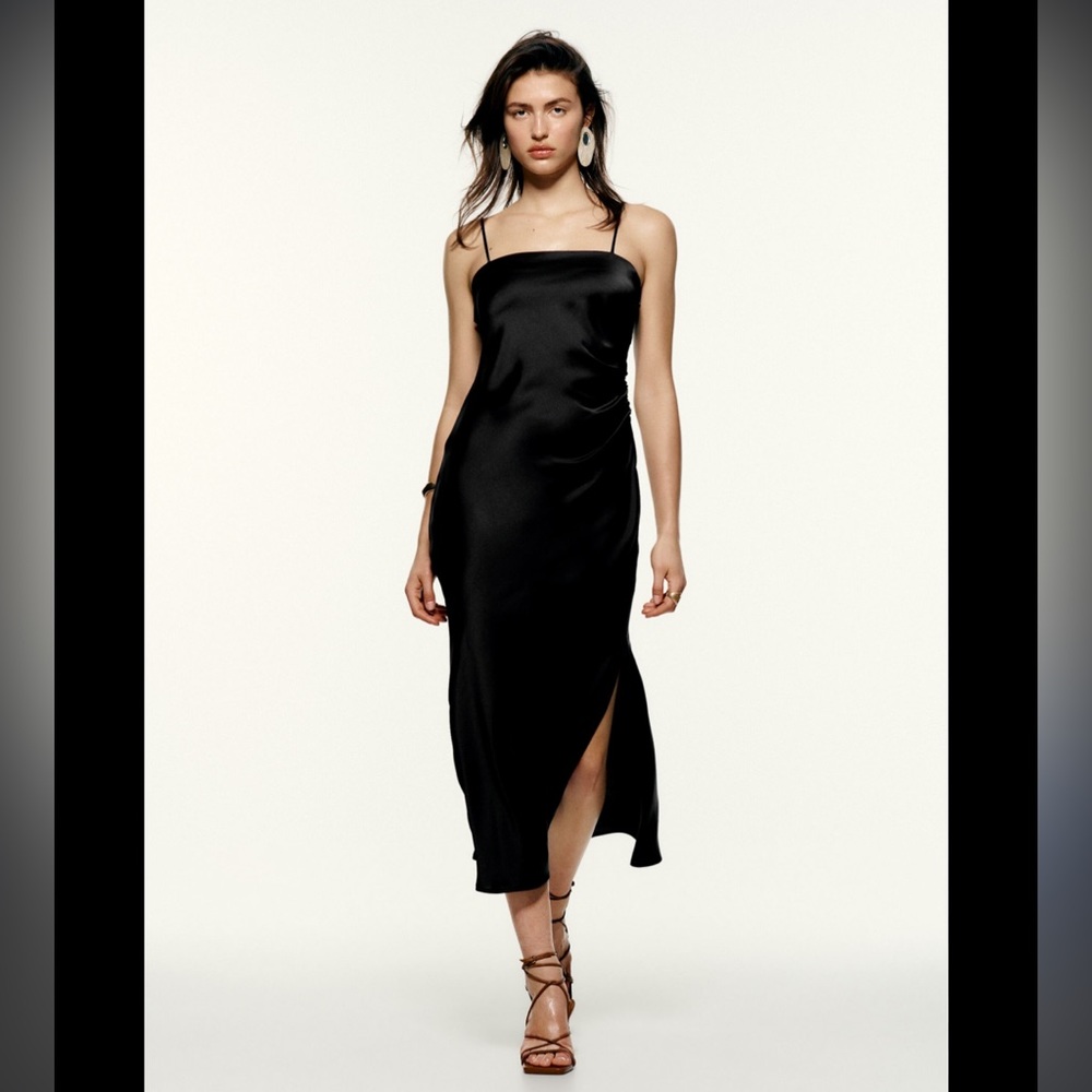 Zara slip midi black dress